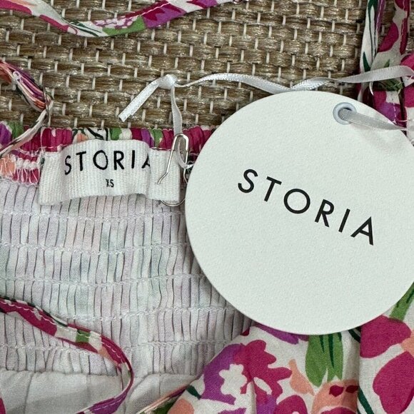 Storia Women's Maxi Dress Sleeveless Floral Print Lined Cross Back Multicolor XS - Picture 12 of 16